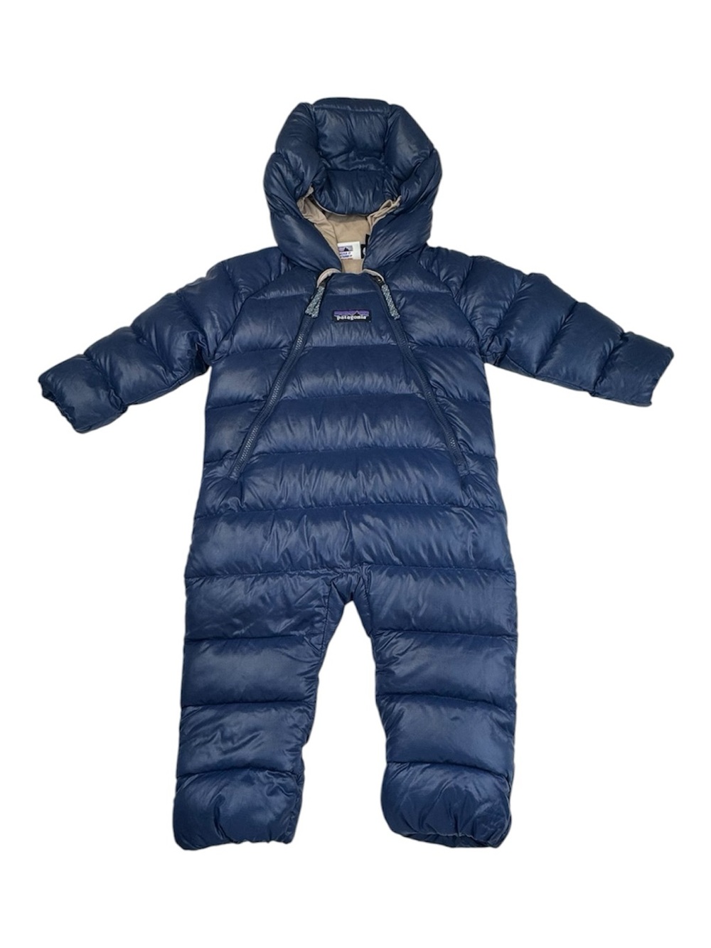 Patagonia Kids Baby Down Bunting 3-6 Months Blue Down Puffer Hooded Zipper